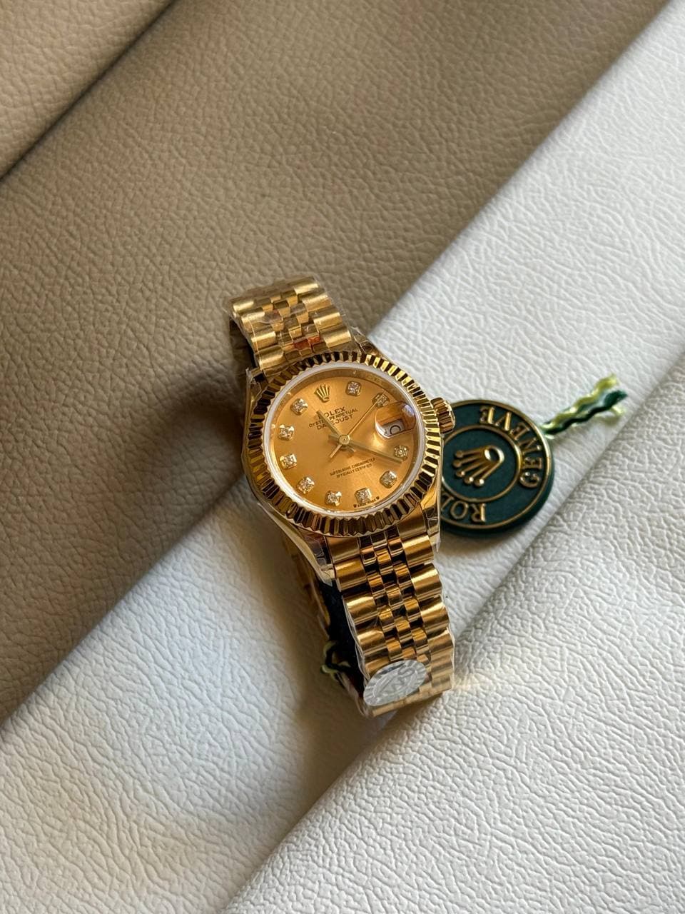 Rolex Lady Datejust 28 Jubilee Fluted Diamond Dial Watch