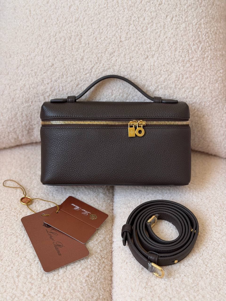 Loro Piana Extra Pocket L19 Pouch Bag in Grained Calfskin