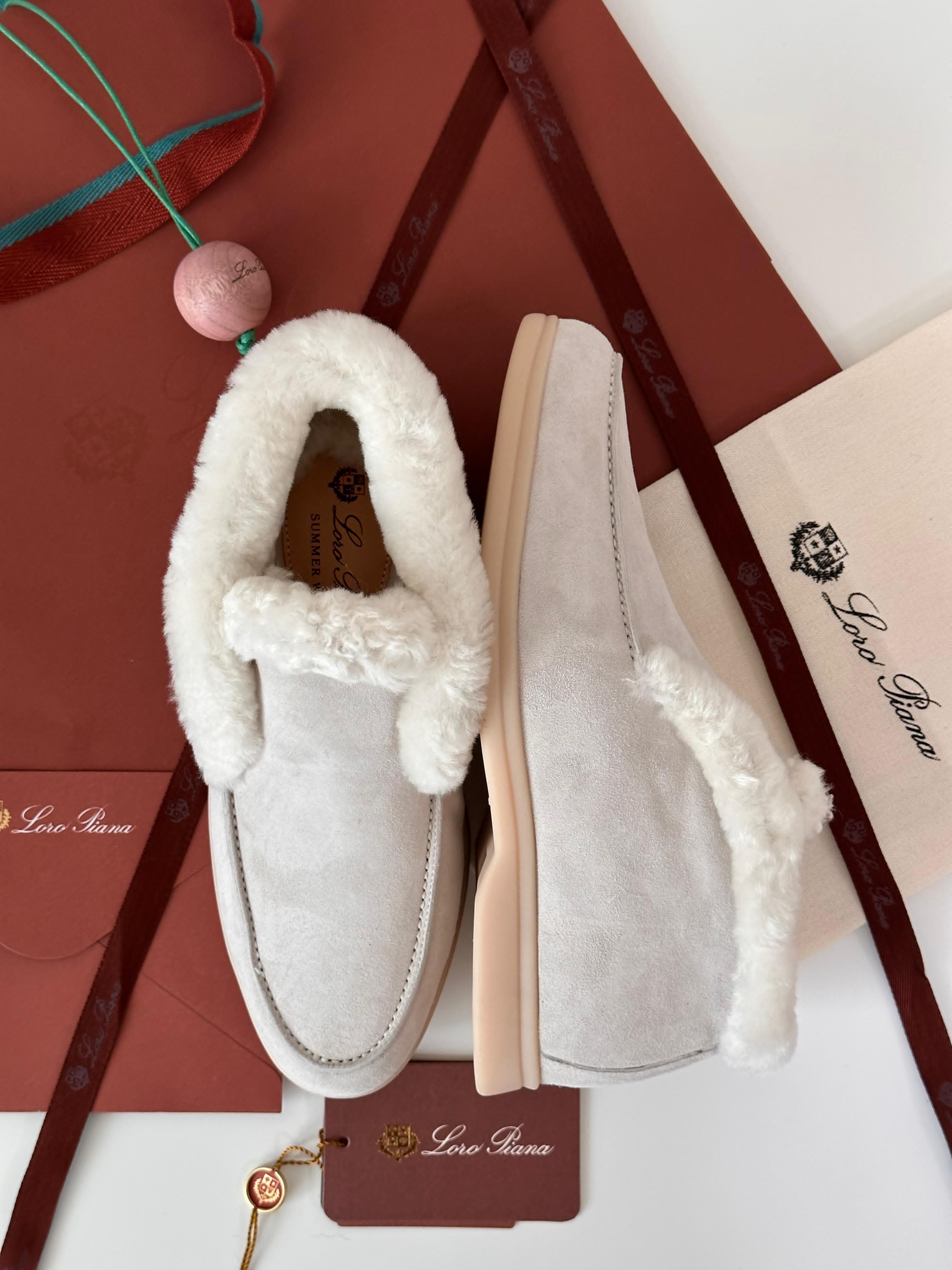 Loro Piana Winter Walk Shearling Loafers – Suede & Fur Lined