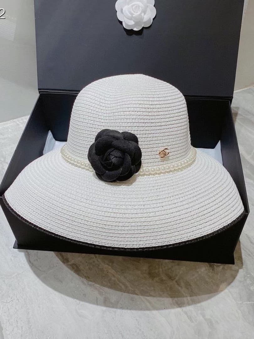 Chanel Women's Pearl & Flower Straw Hat