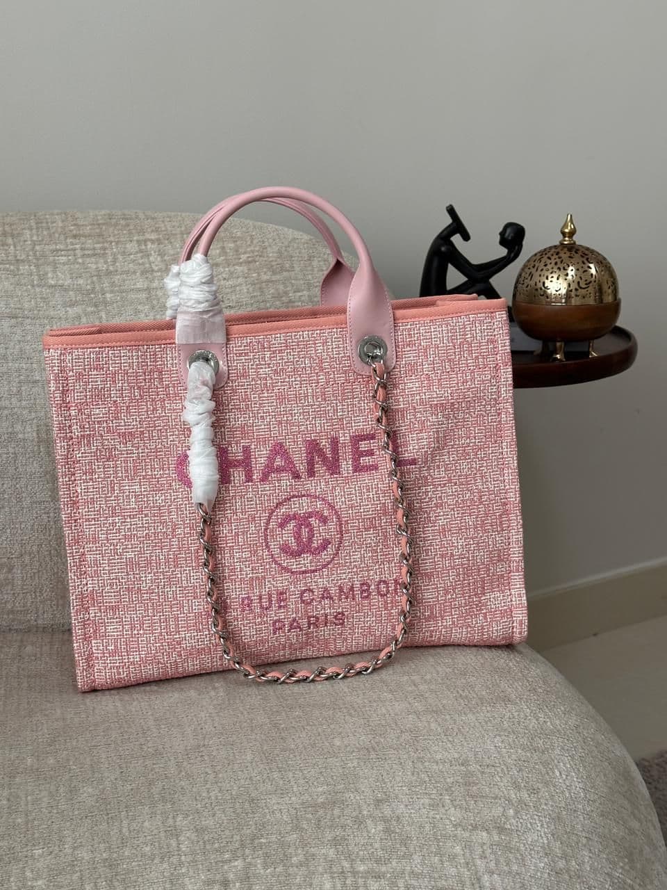 Chanel Deauville Style Tote Bag with Pearl Logo