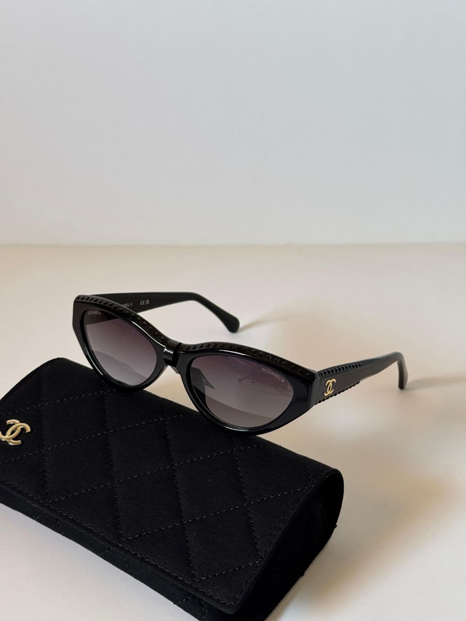 Chanel Cat-Eye Sunglasses with Studded CC Logo Temple