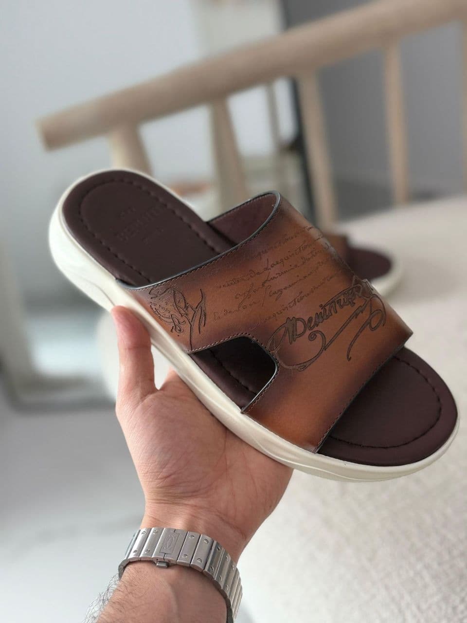 Berluti Shadow Sandal Venezia Leather Premium Slide