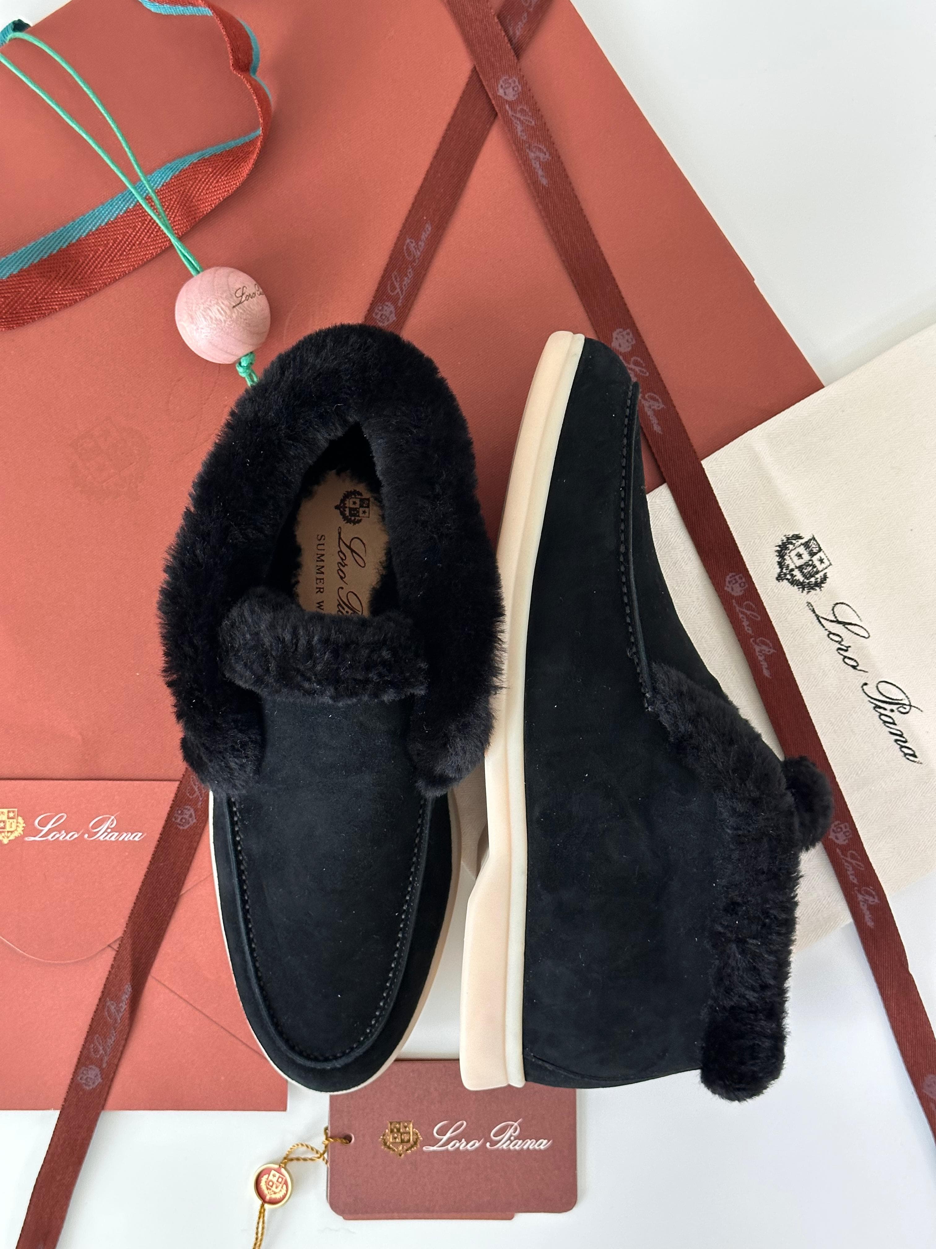 Loro Piana Winter Walk Shearling Loafers – Suede & Fur Lined