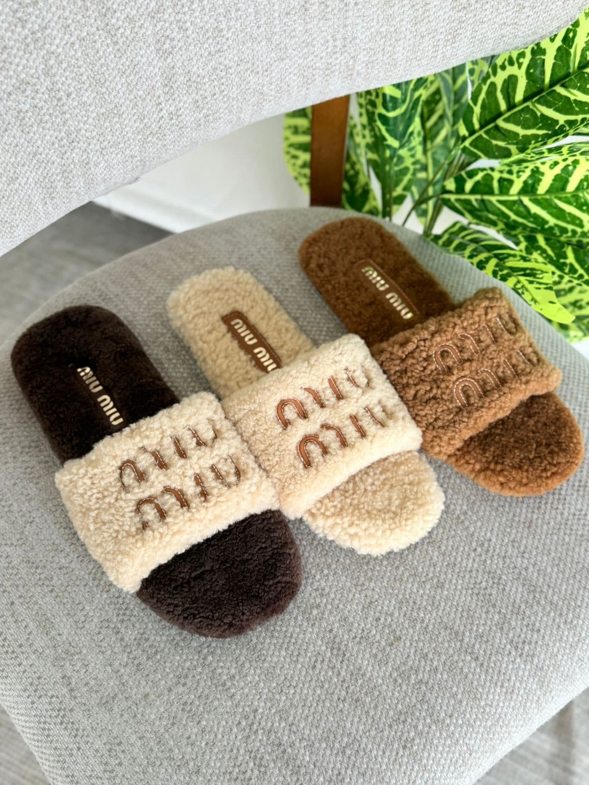 Miu Miu Fluffy Winter Slides – Cozy Soft Collection