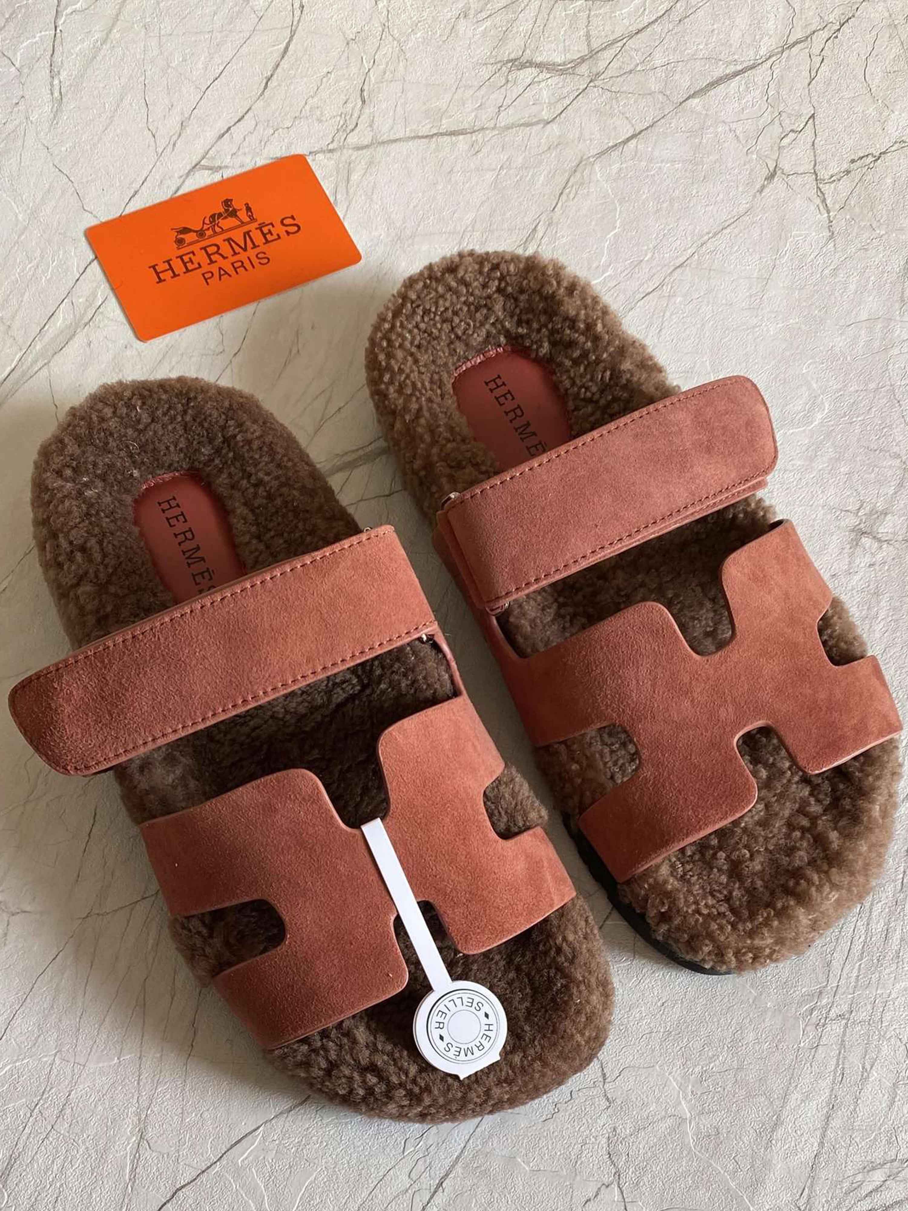 Hermès Chypre Shearling Sandals