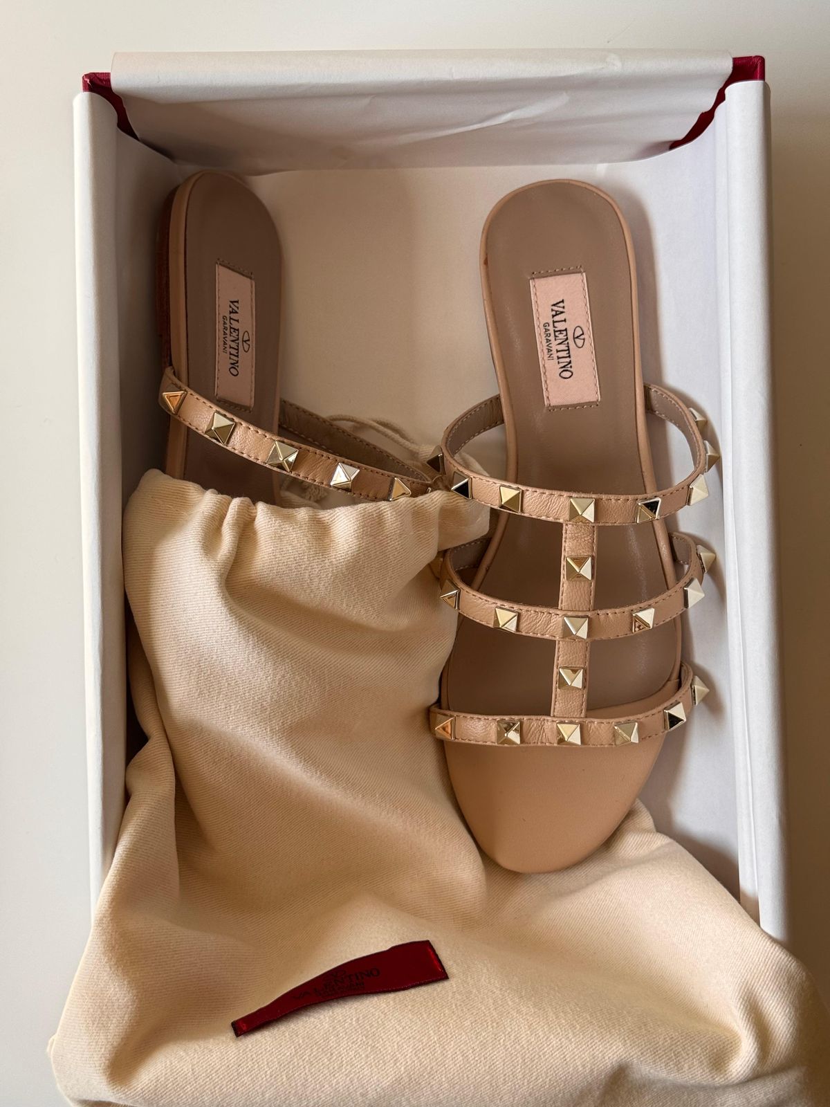 Valentino Rockstud Leather Slide Sandal