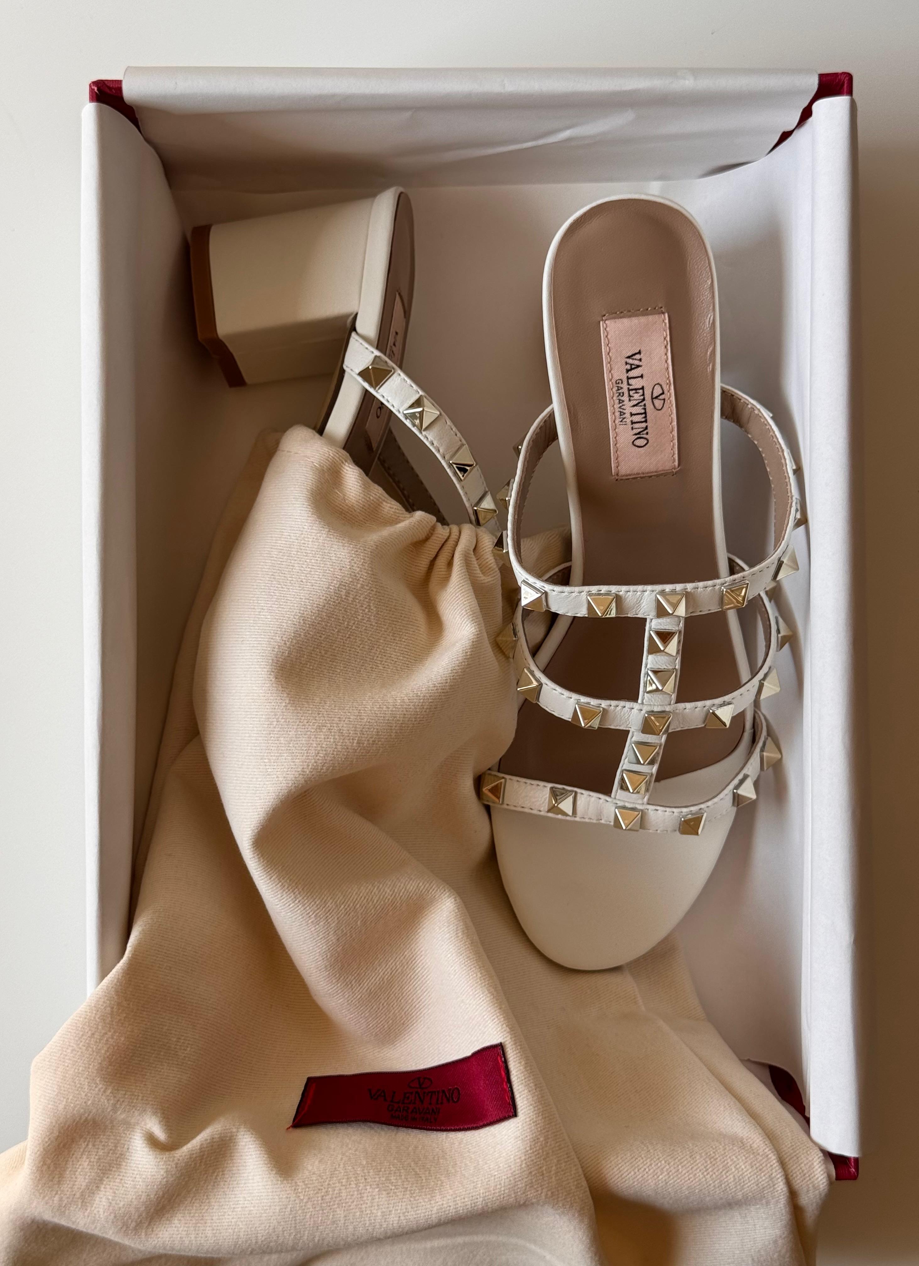 Valentino Rockstud Leather Slide Sandal