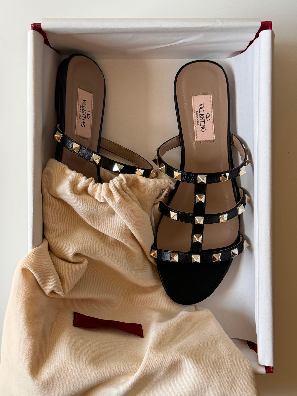 Valentino Rockstud Leather Slide Sandal