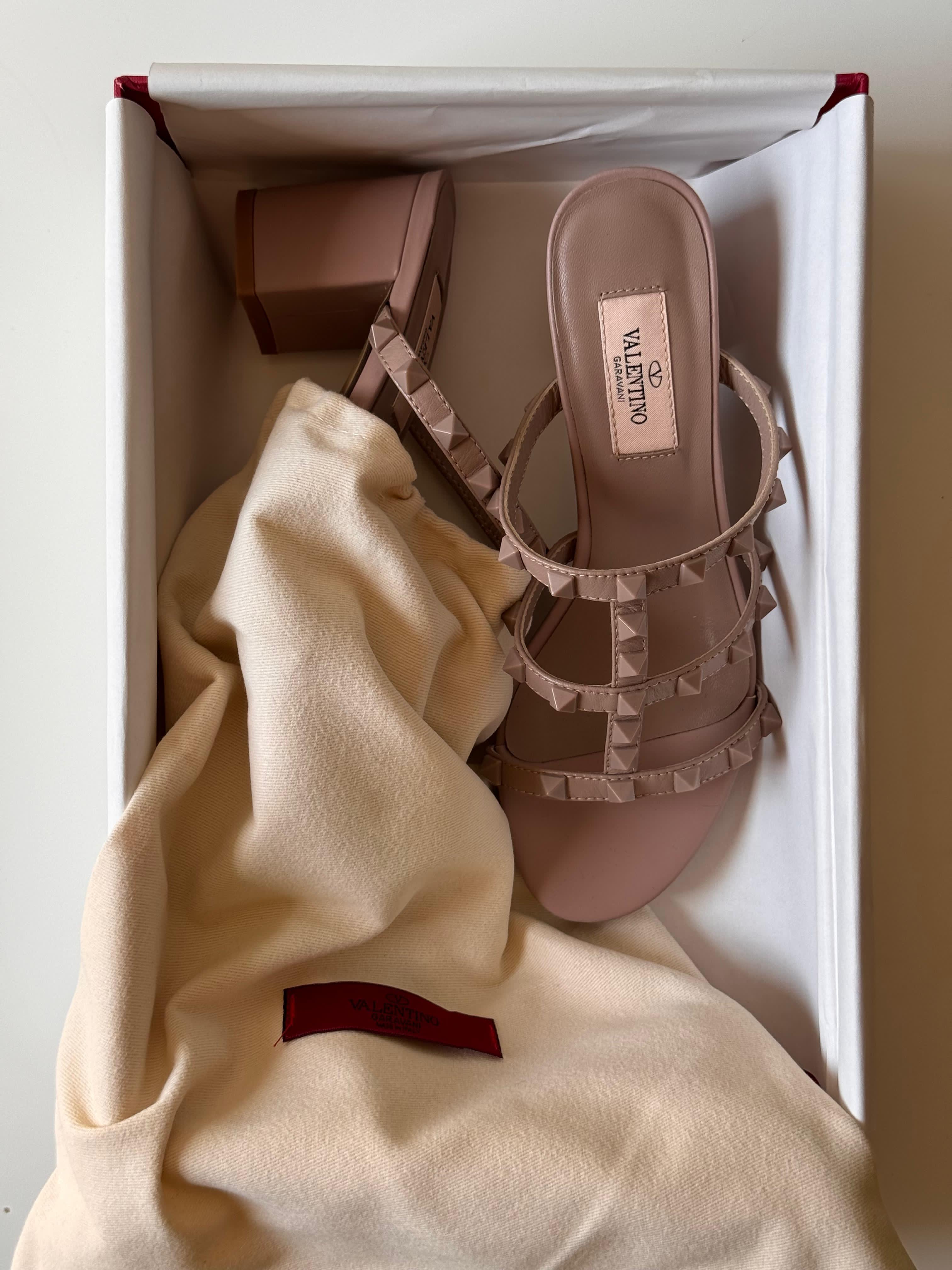 Valentino Rockstud Leather Slide Sandal