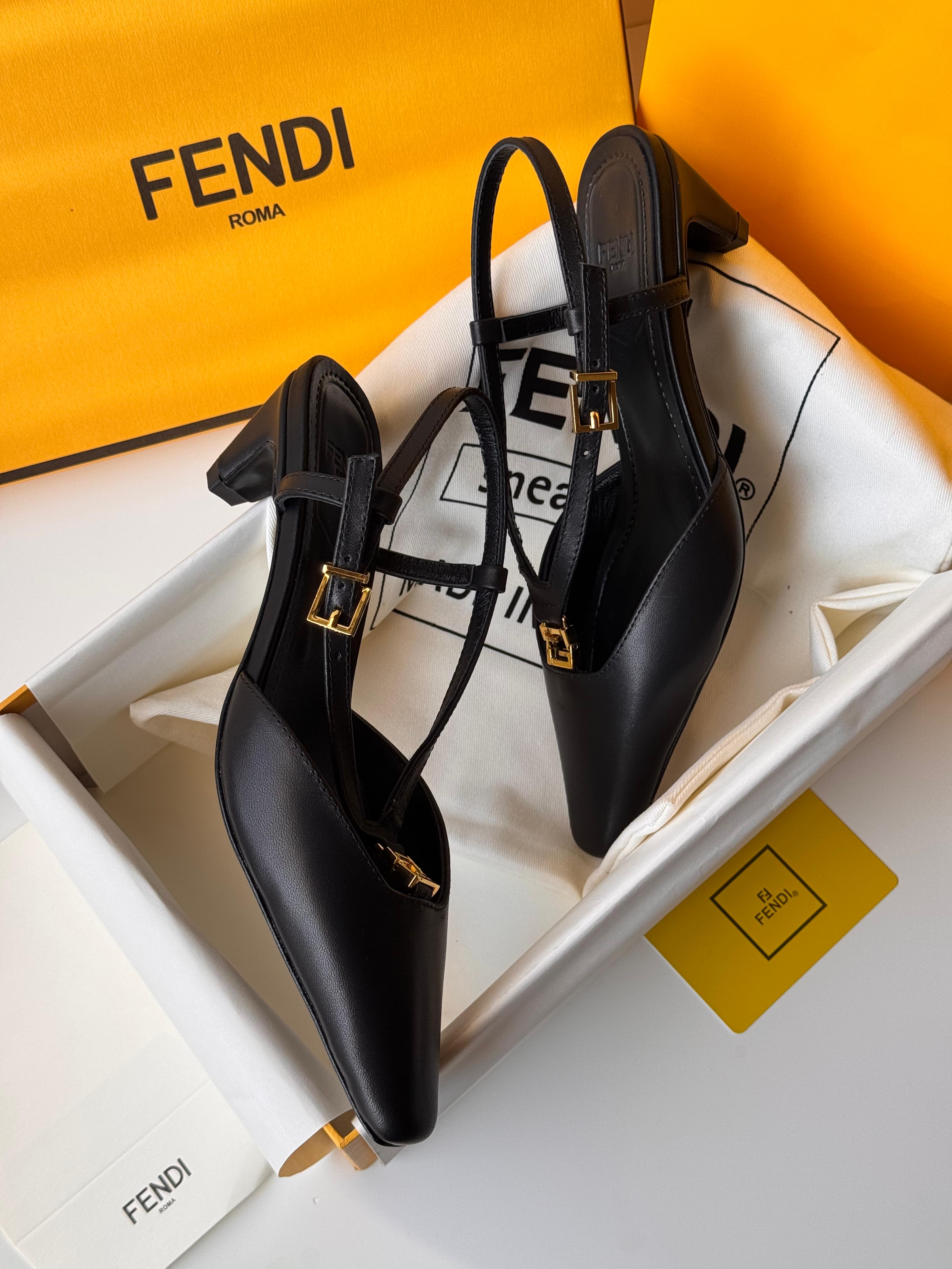 Fendi Fold Slingback Low Heel