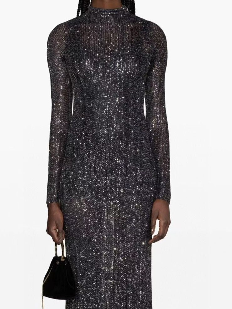 Alaia Women's Long Sequined Knit Dress