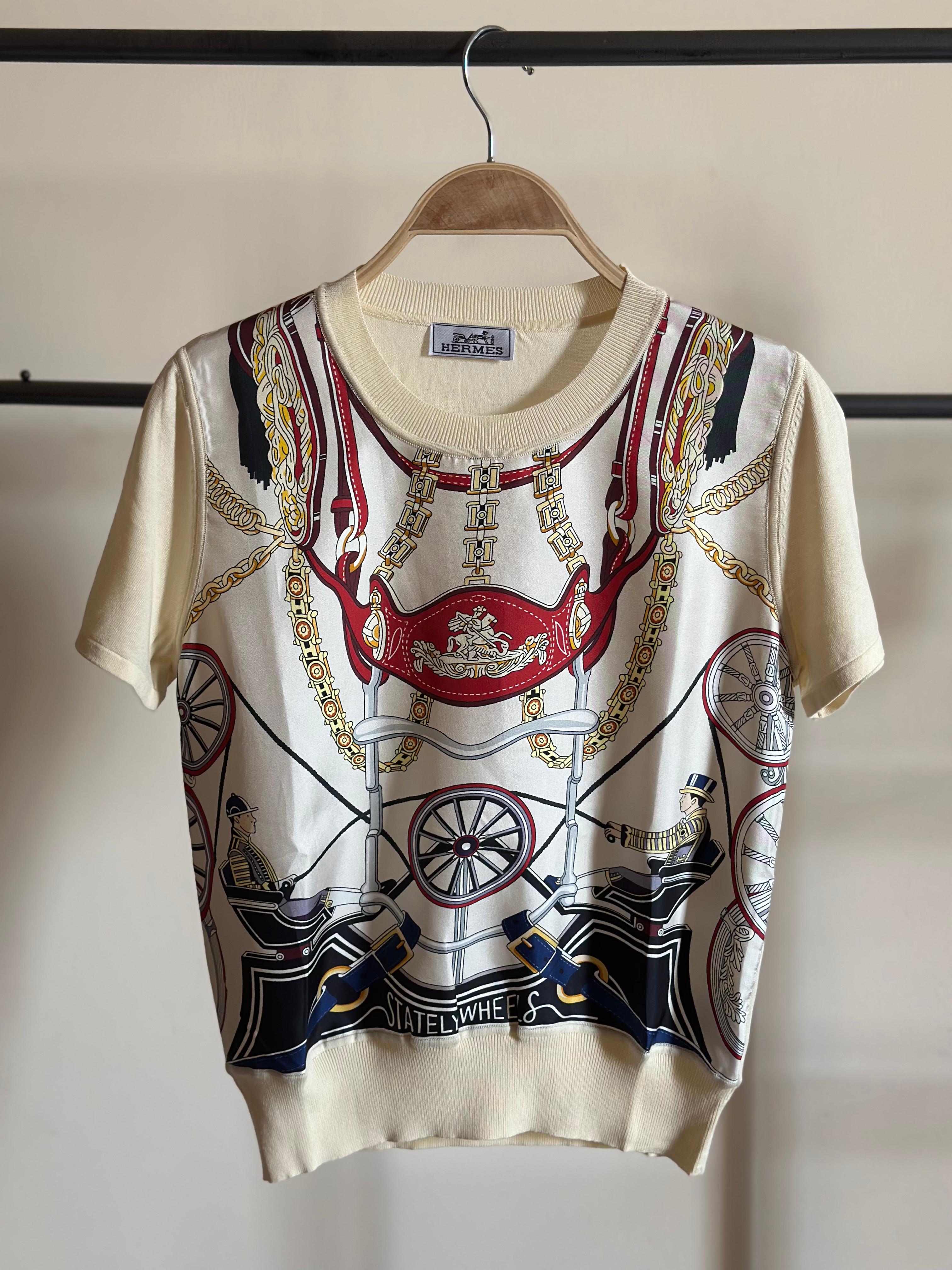 hermes  short-sleeved knit-and-silk T-shirt