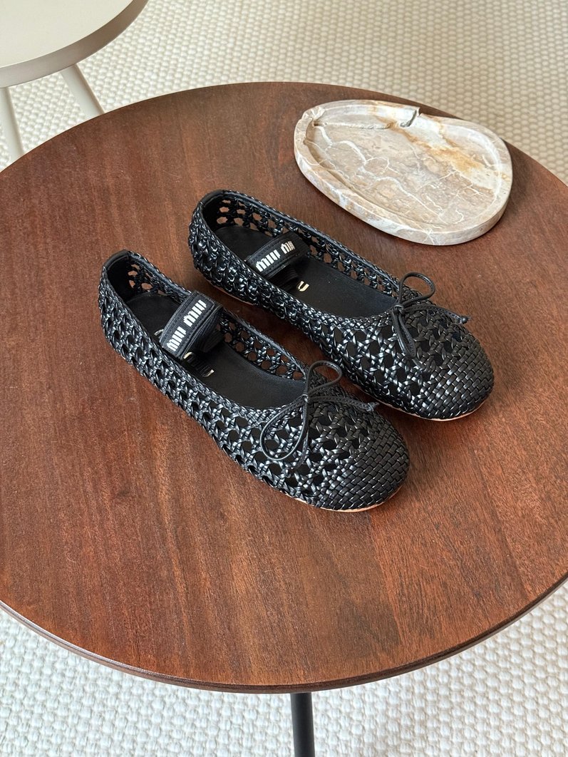 Miu Miu Woven nappa  leather ballerinas