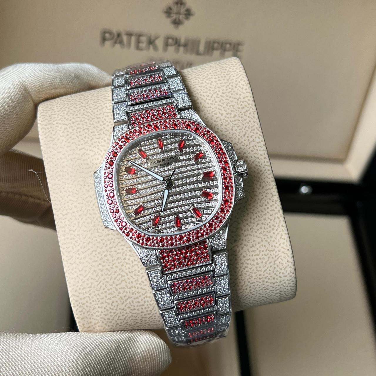 Patek Philippe Nautilus Full Diamond Collection – Emerald, Ruby, Sapphire & Silver Editions