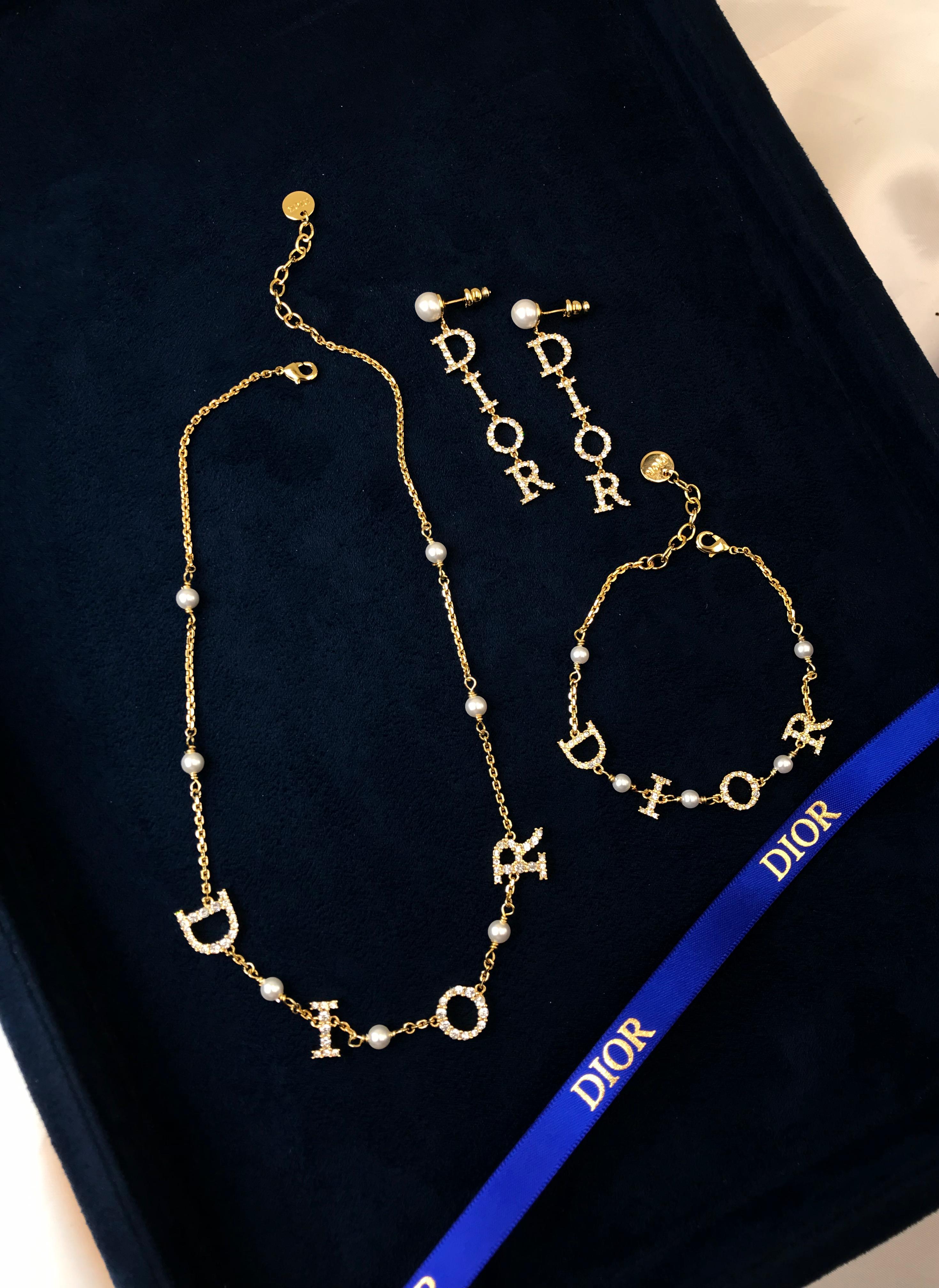 Dior Gold Jewelry Set – Necklace, Bracelet & Earrings