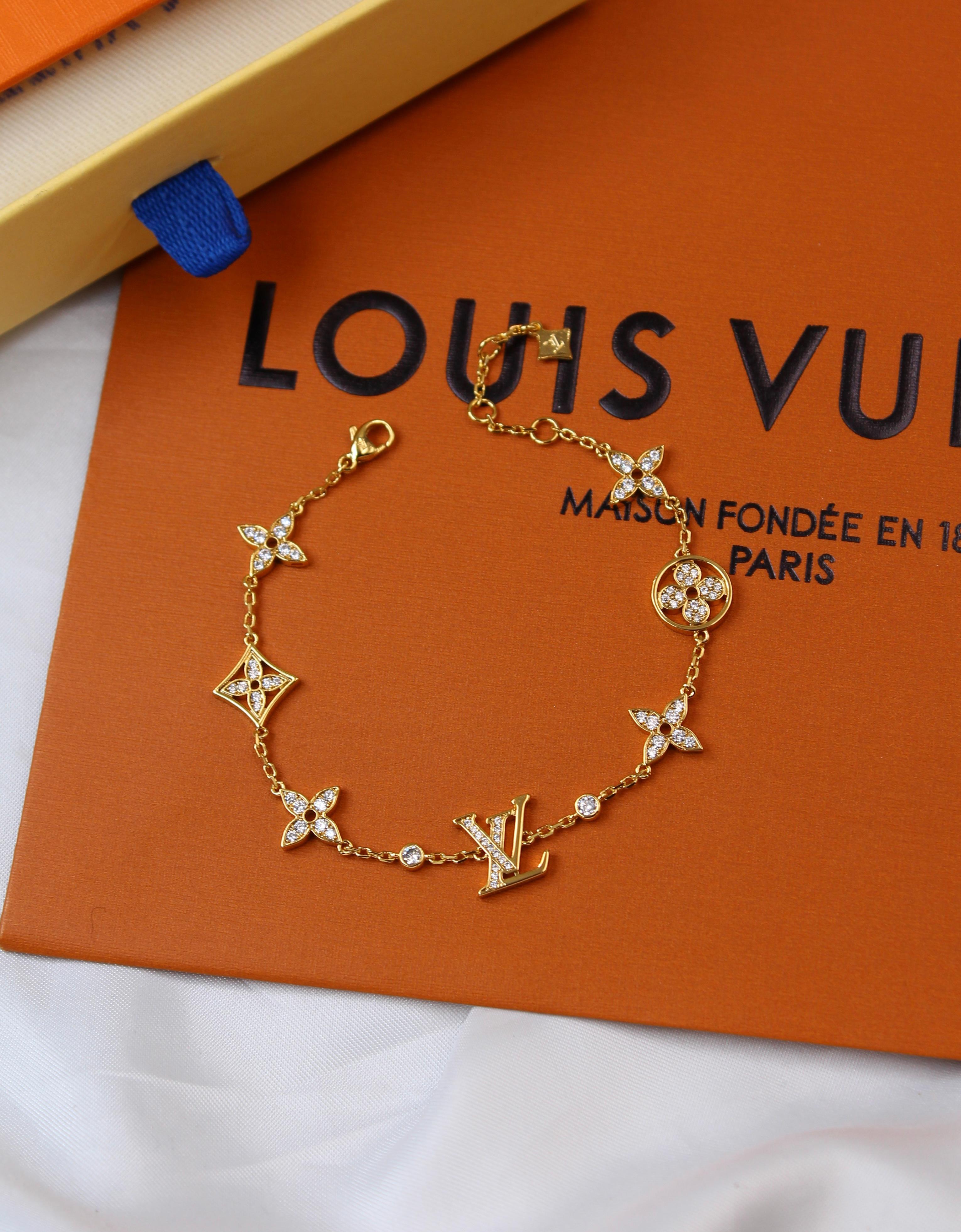 Louis Vuitton Crystal Monogram Bracelet – Silver / Gold
