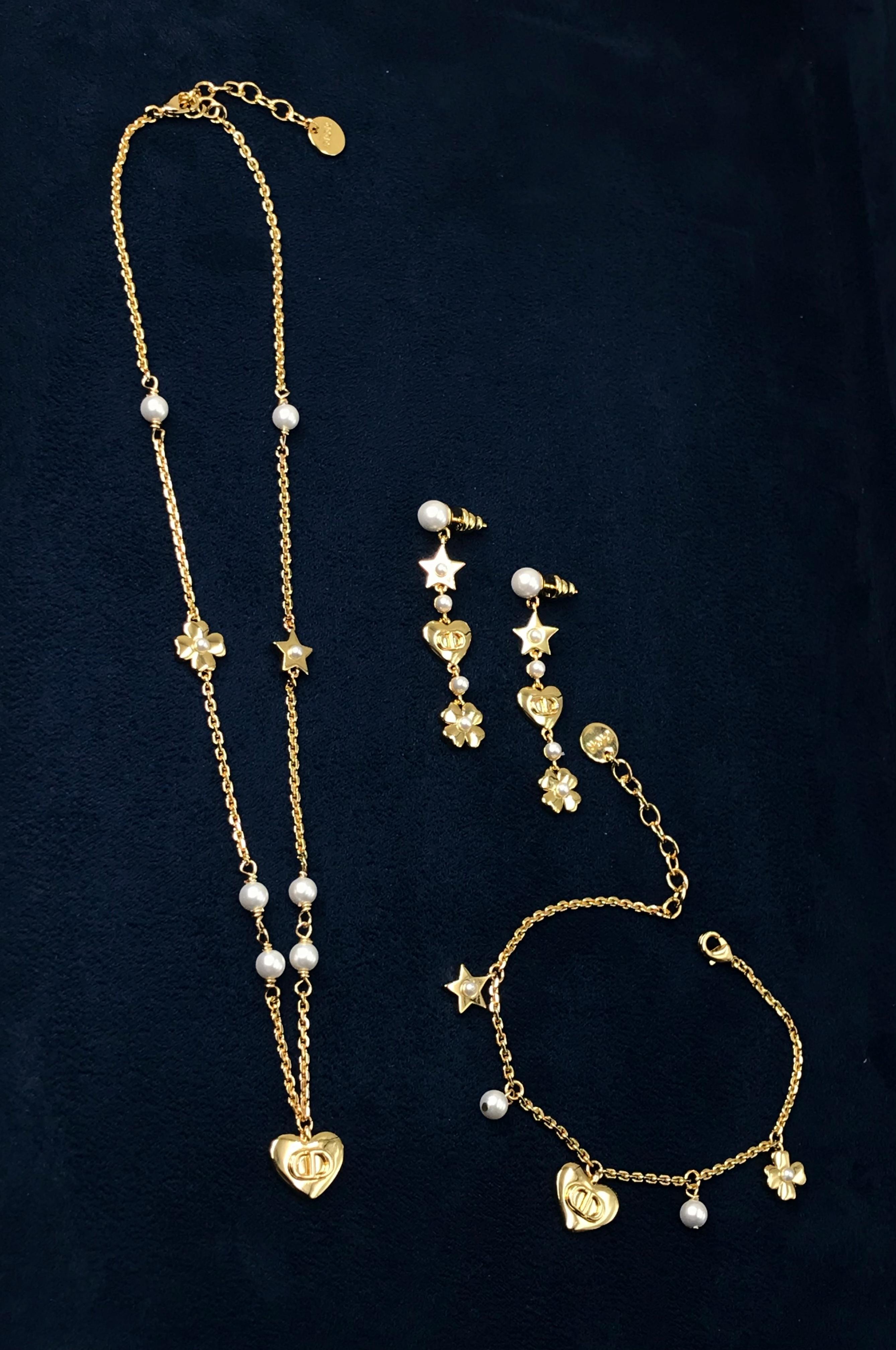 Dior Gold Jewelry Set – Necklace, Bracelet & Earrings