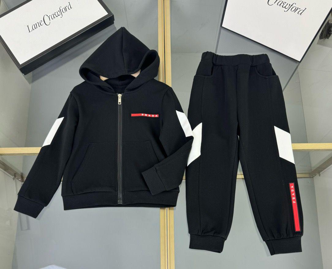 Prada Kids Tracksuit Set – Luxury Hoodie & Jogger (Black & White)