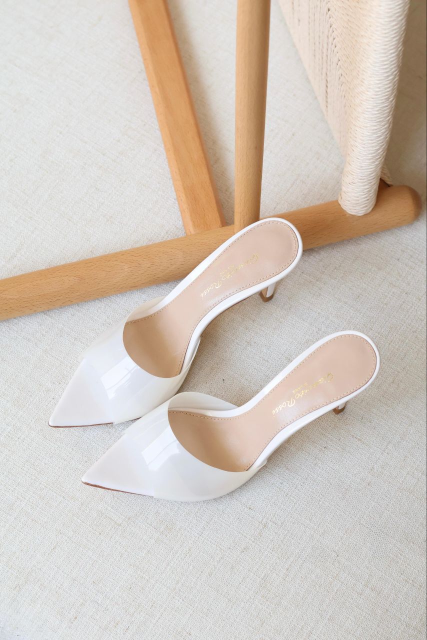 Gianvito Rossi Women’s Transparent Heel Mules – Pointed Toe