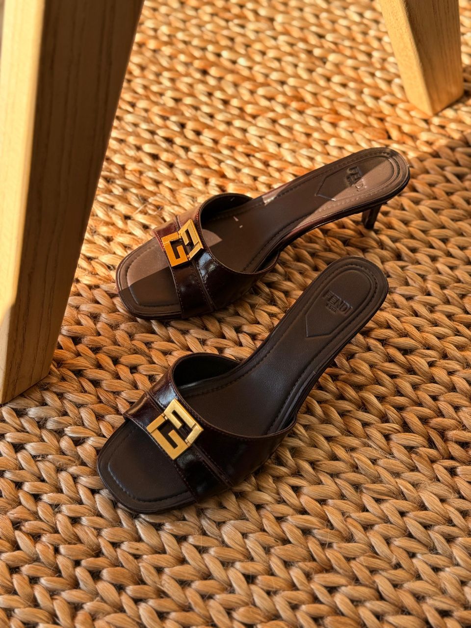 Fendi FF Heel Slides – Ladies Premium Leather