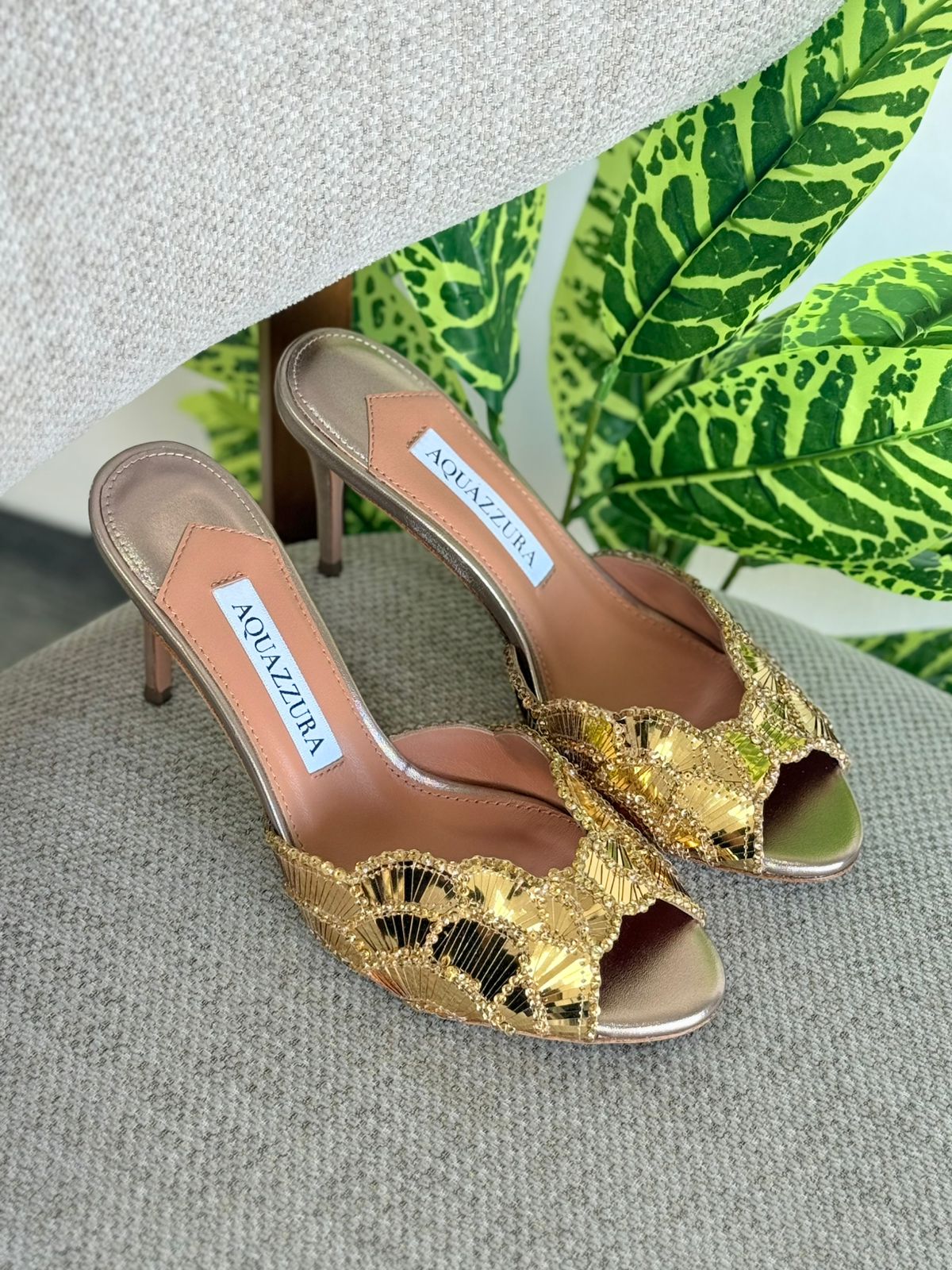 Aquazzura Ce Soir Open-Back Crystal Heels