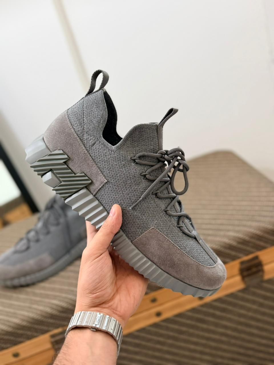 Hermès Noir Lift Slip-on Sneaker – Knit & Suede Luxury Design