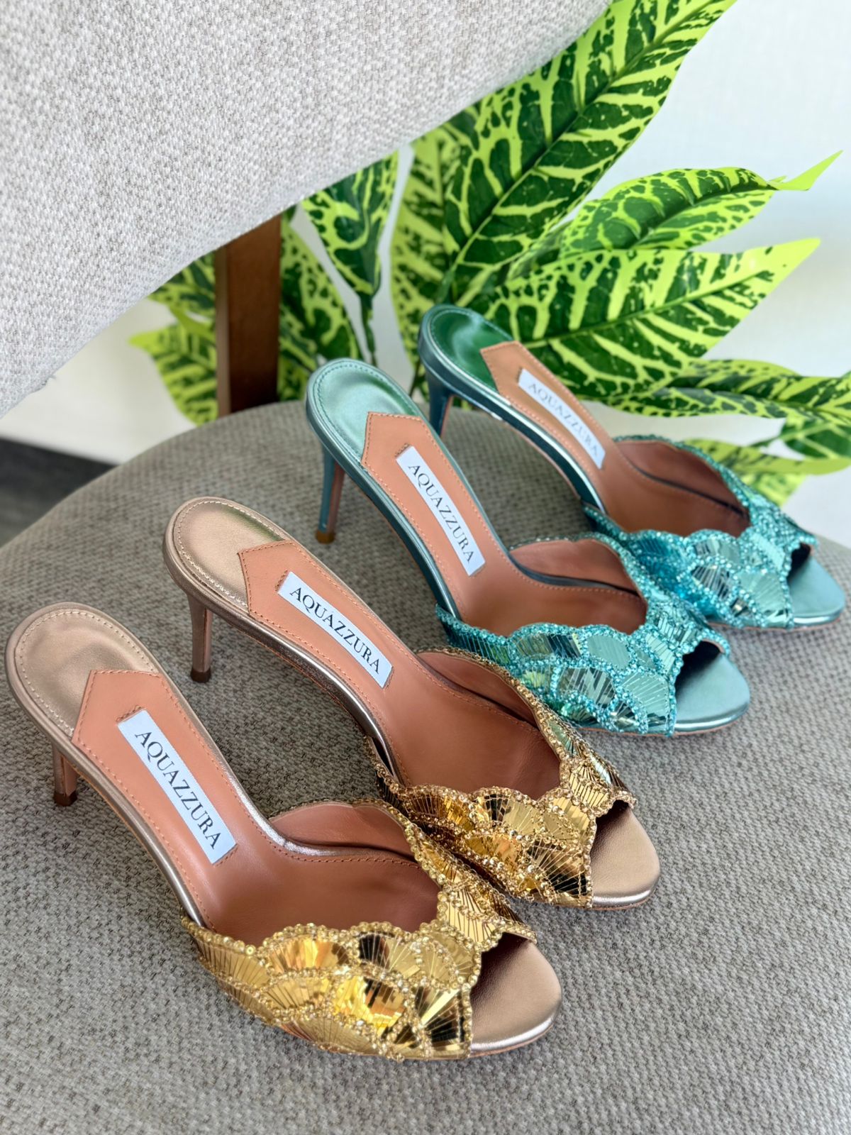 Aquazzura Ce Soir Open-Back Crystal Heels