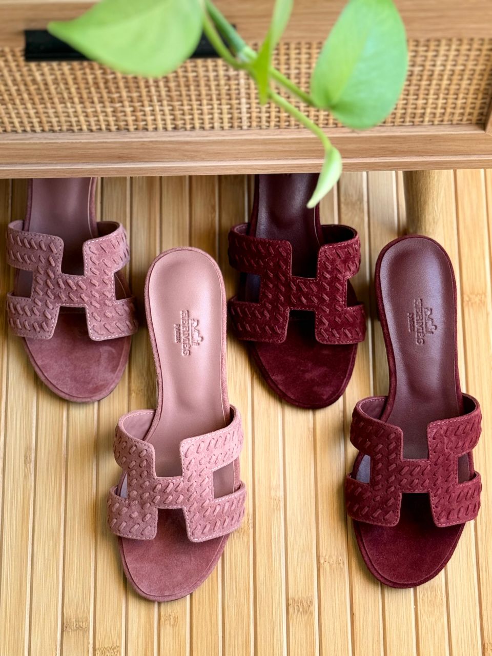 Hermès Oran Heels – Braided Goat Suede