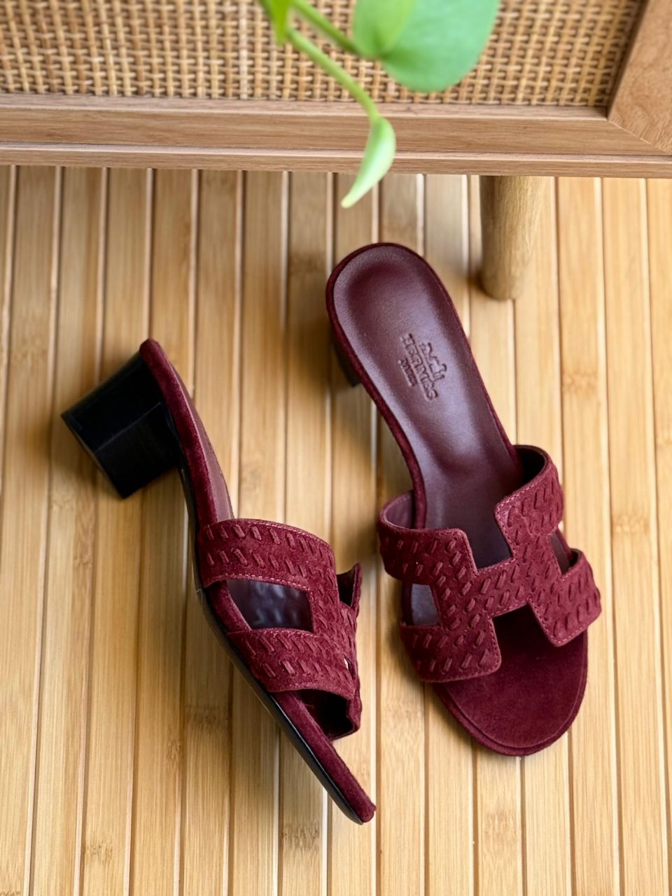 Hermès Oran Heels – Braided Goat Suede