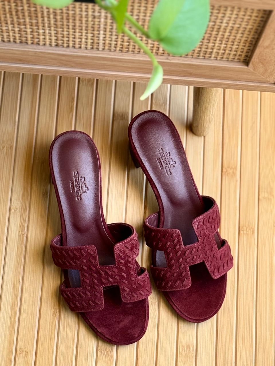 Hermès Oran Heels – Braided Goat Suede