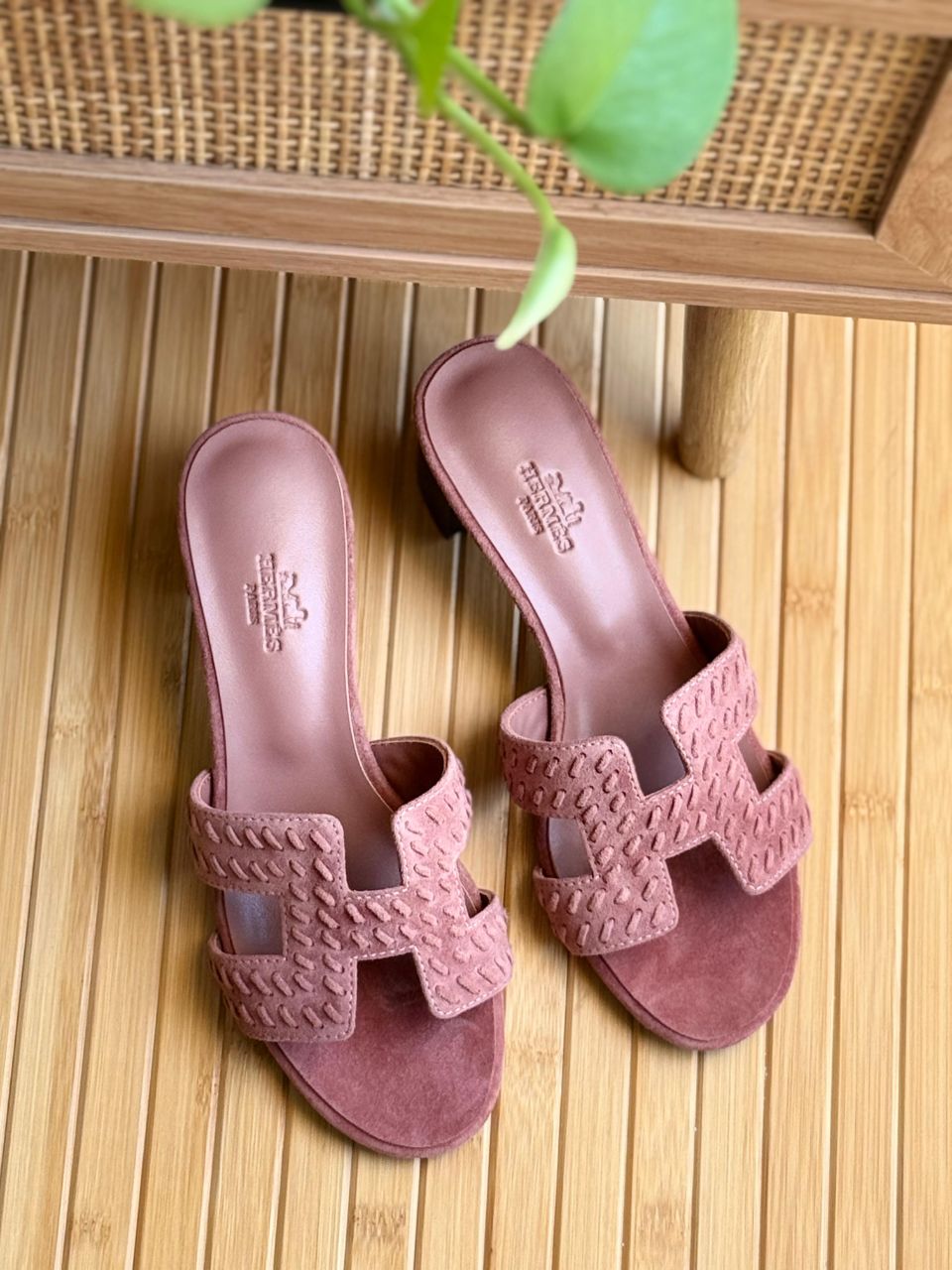 Hermès Oran Heels – Braided Goat Suede