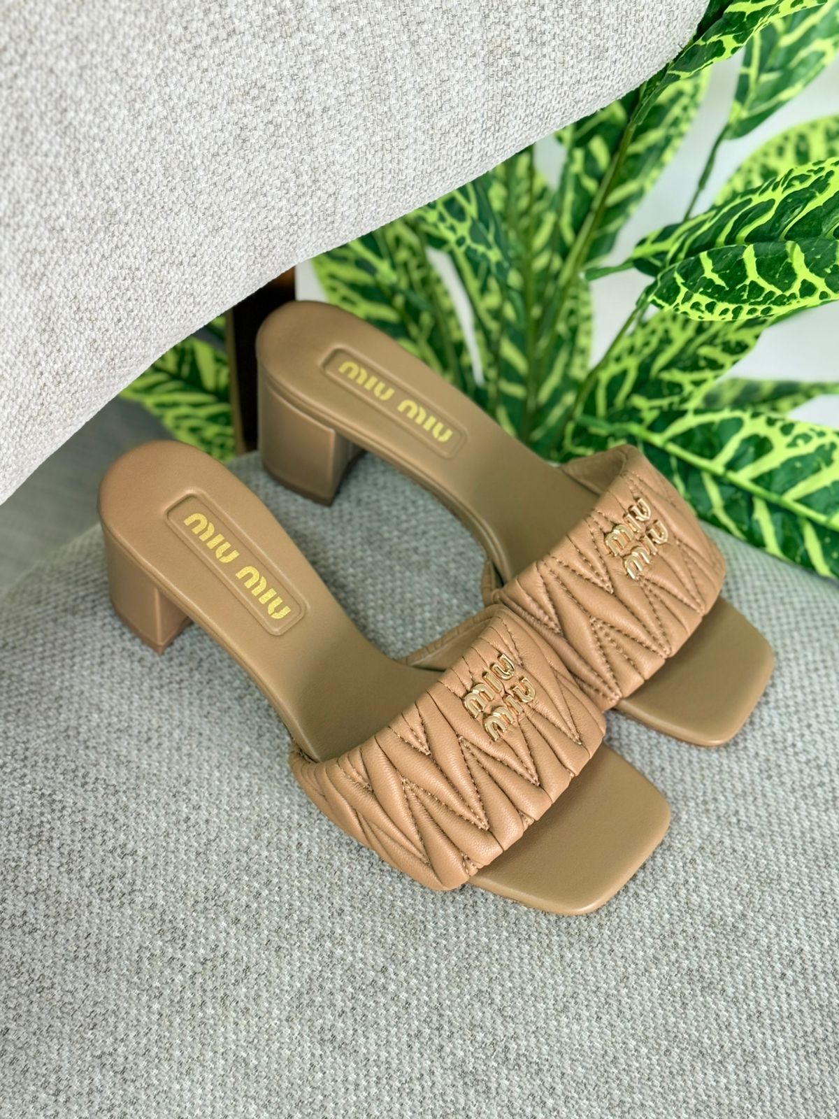 Miu Miu Quilted Leather Block-Heel Sandals – New Collection