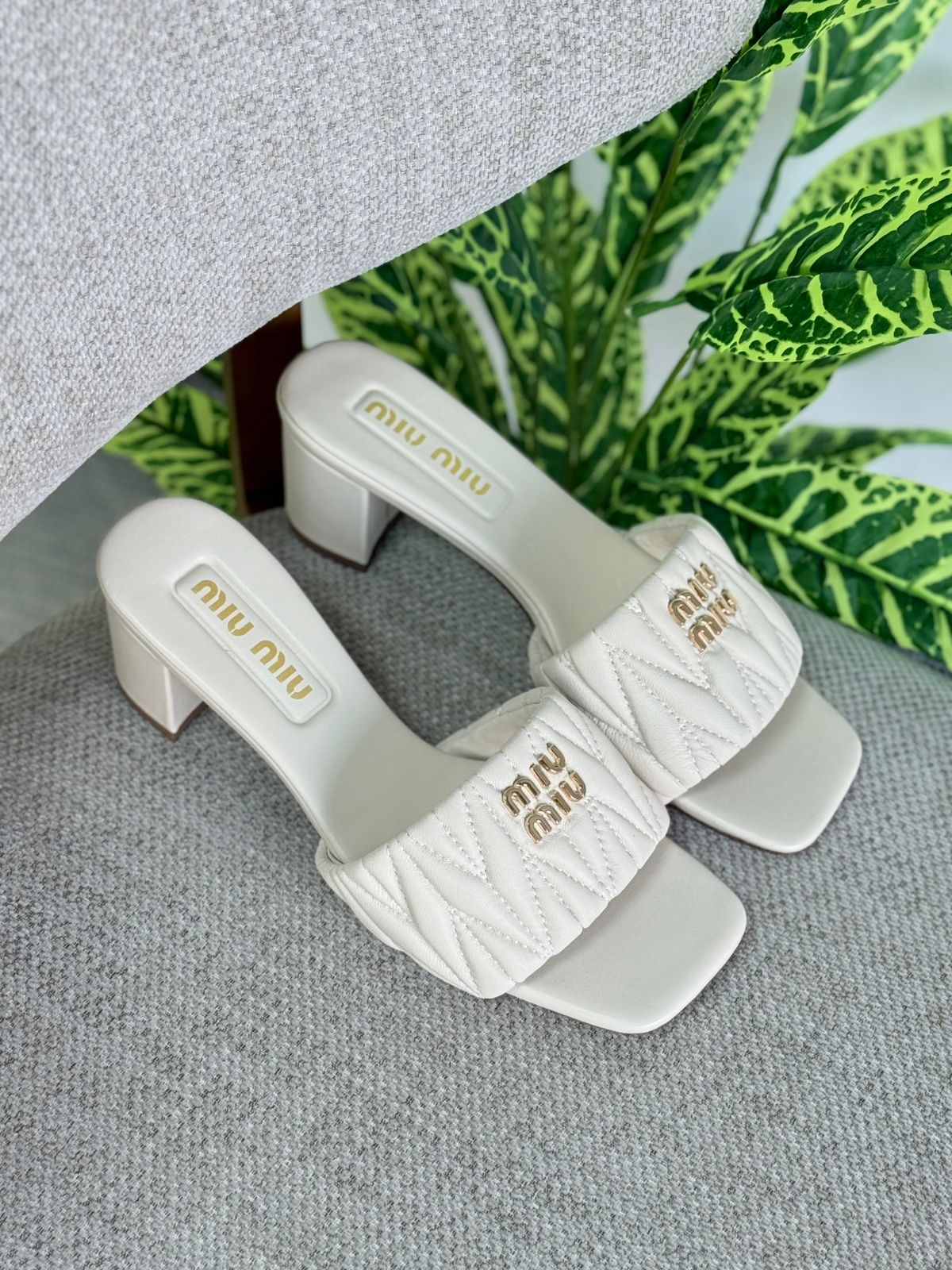 Miu Miu Quilted Leather Block-Heel Sandals – New Collection