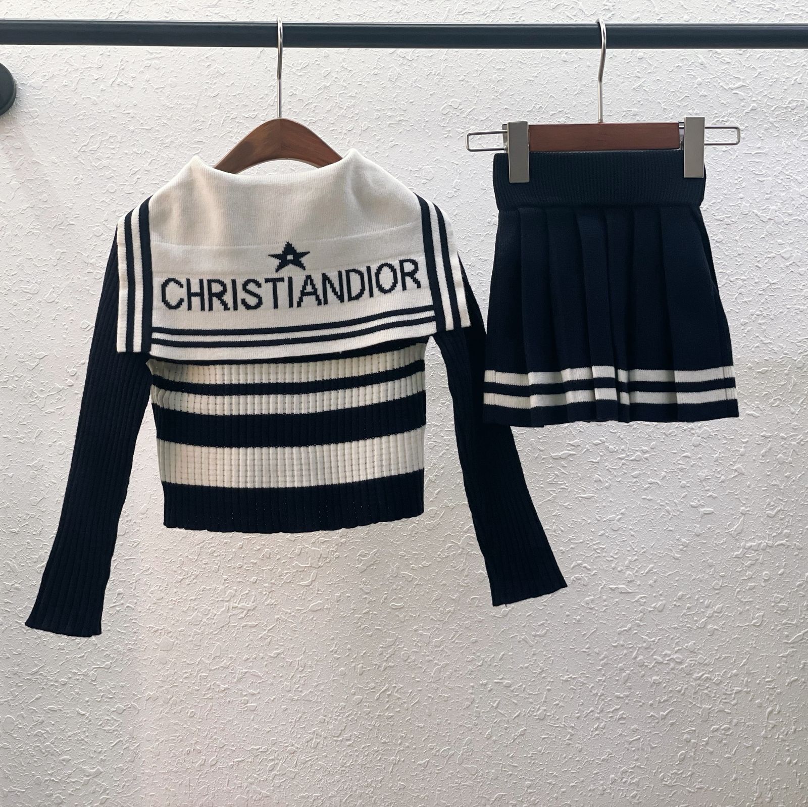 Dior Kids Sailor Knit Set – Top & Skirt – New Collection (Two Colors)
