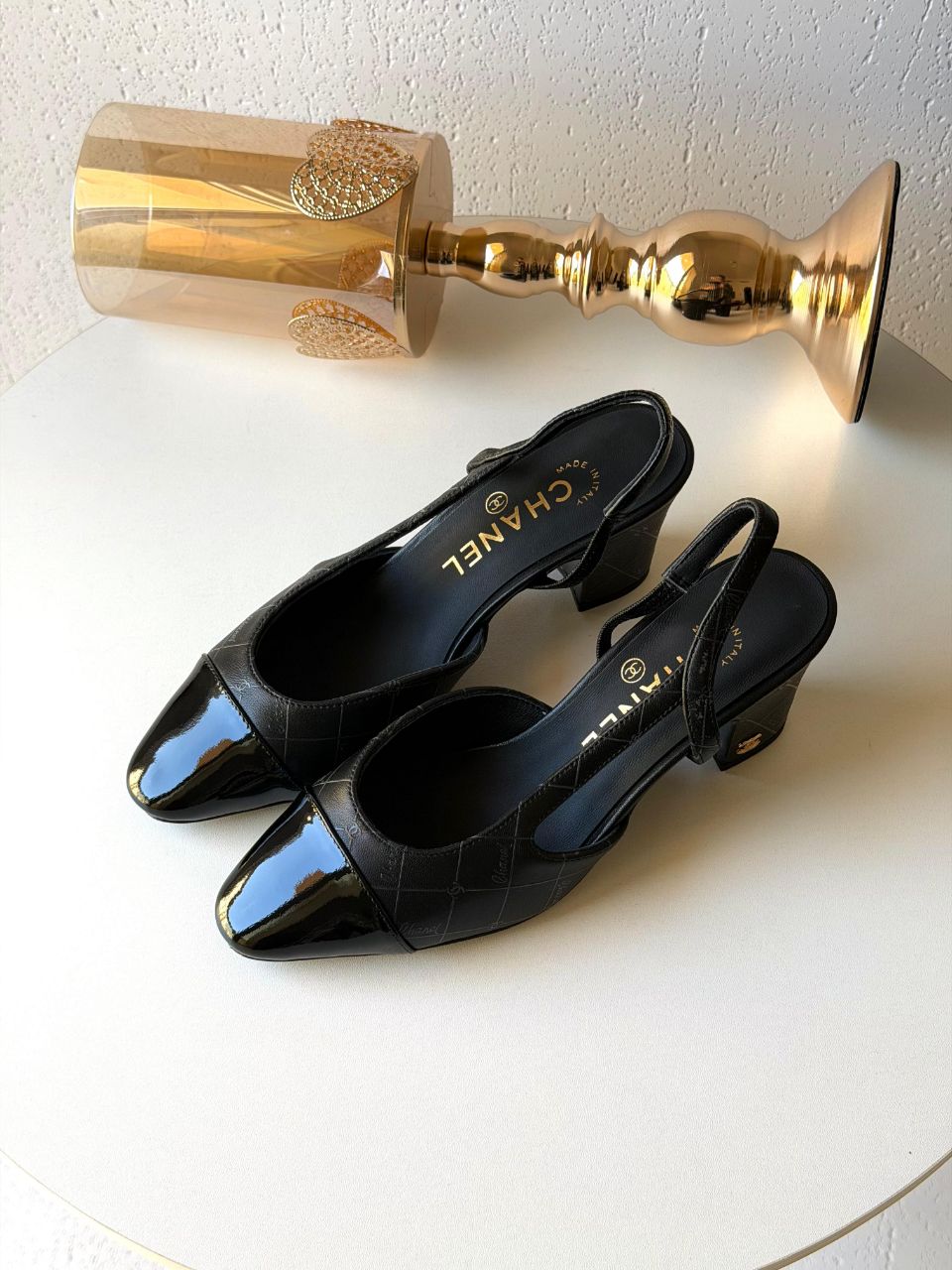 Chanel Patent-Cap Slingback Heels – New Season Collection