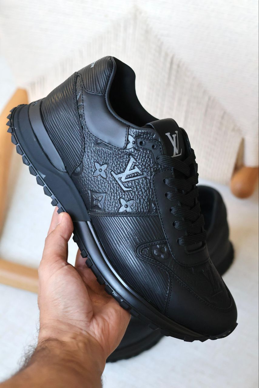 Louis Vuitton Men's Black Leather Trainer Sneakers