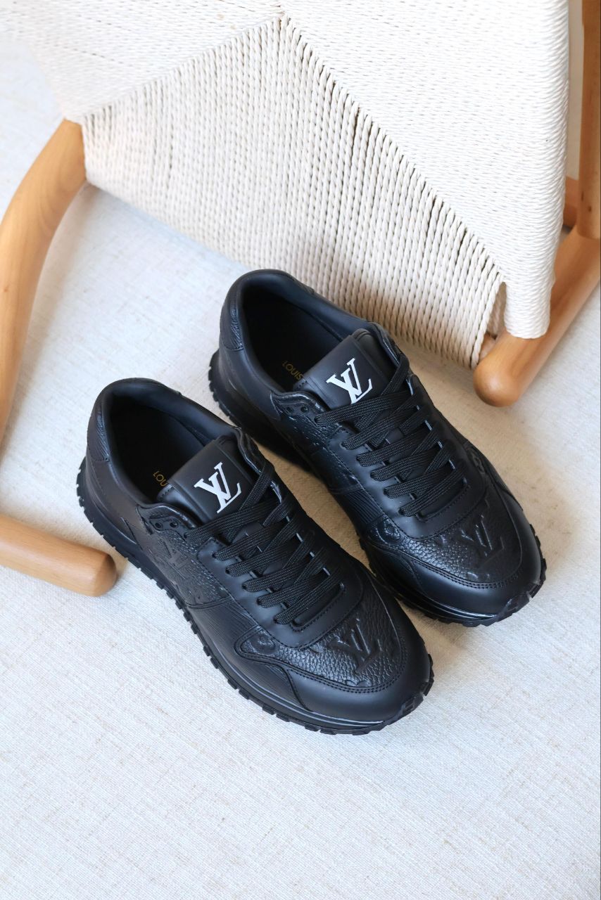 Louis Vuitton Men's Black Leather Trainer Sneakers