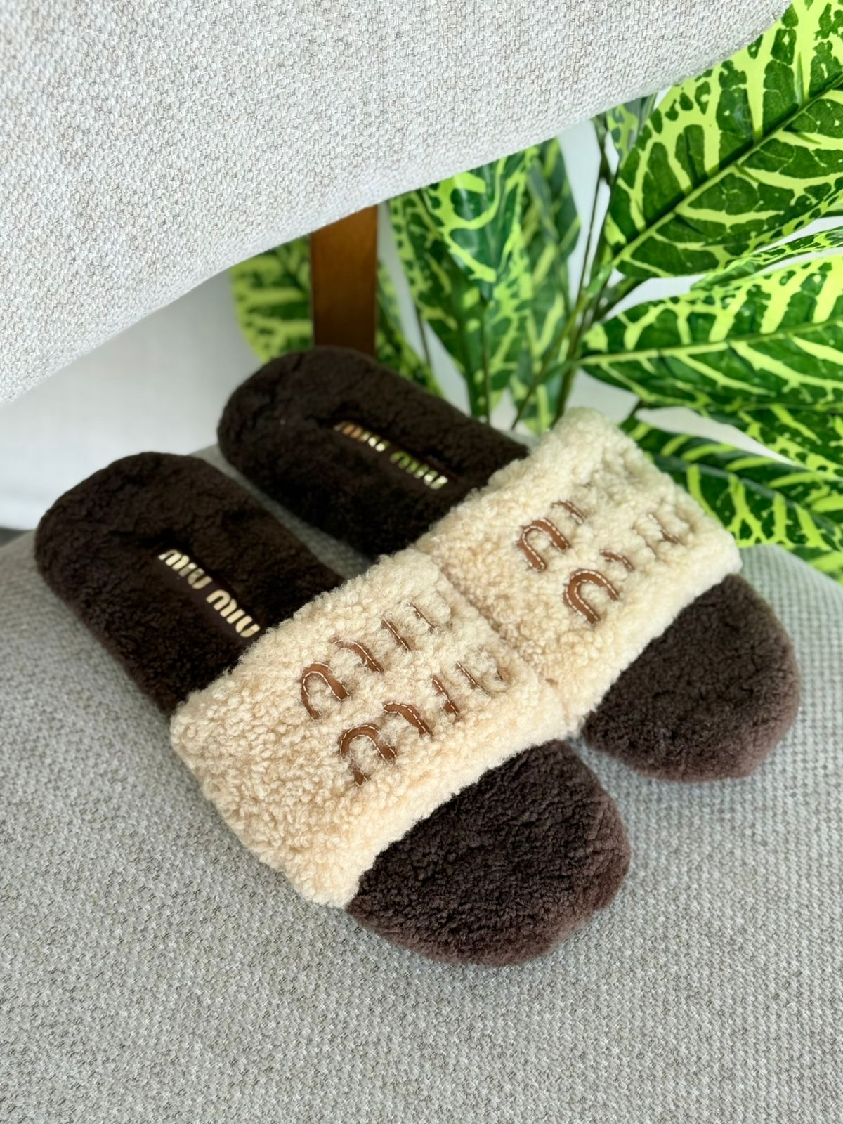 Miu Miu Fluffy Winter Slides – Cozy Soft Collection
