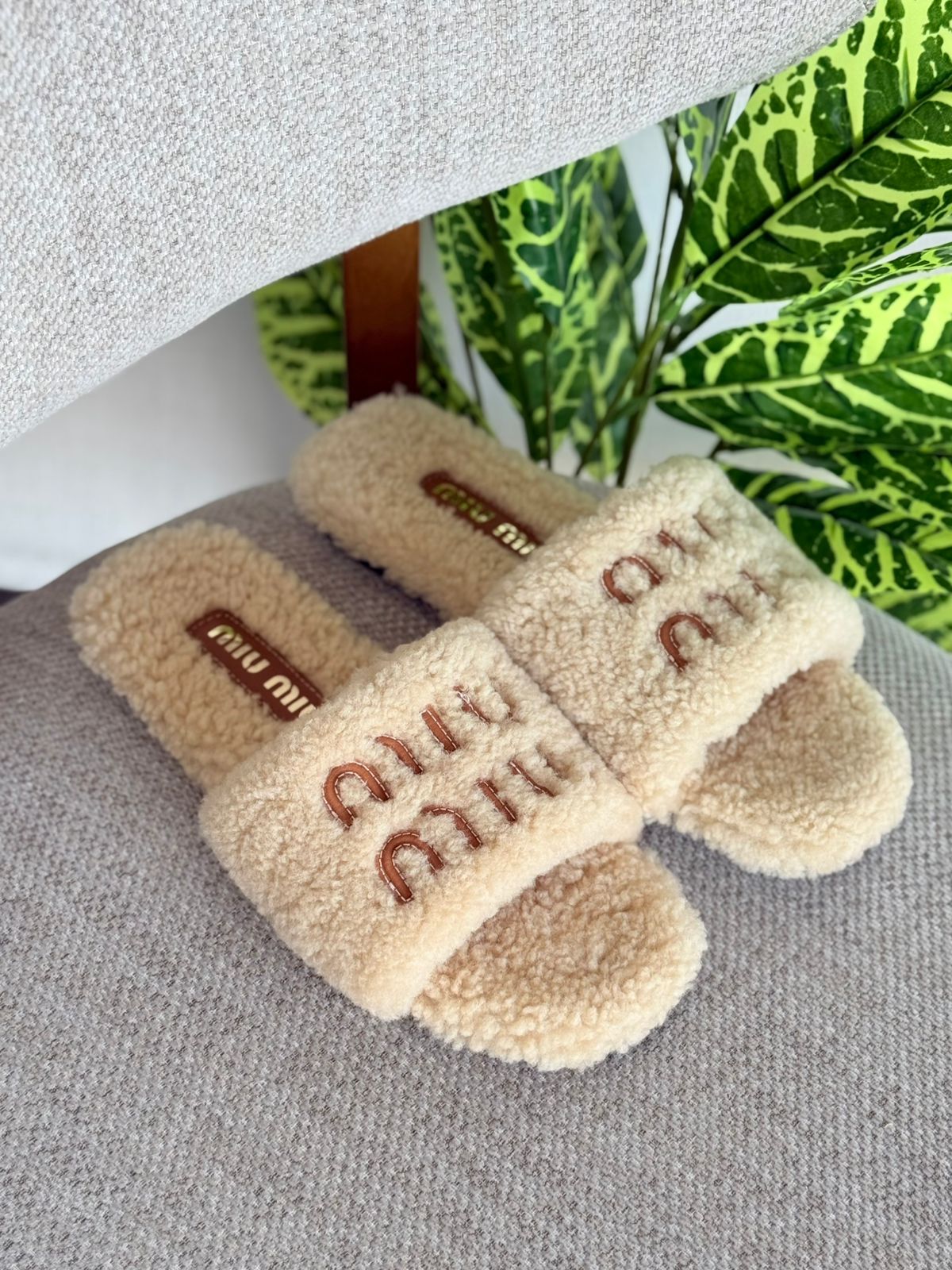 Miu Miu Fluffy Winter Slides – Cozy Soft Collection