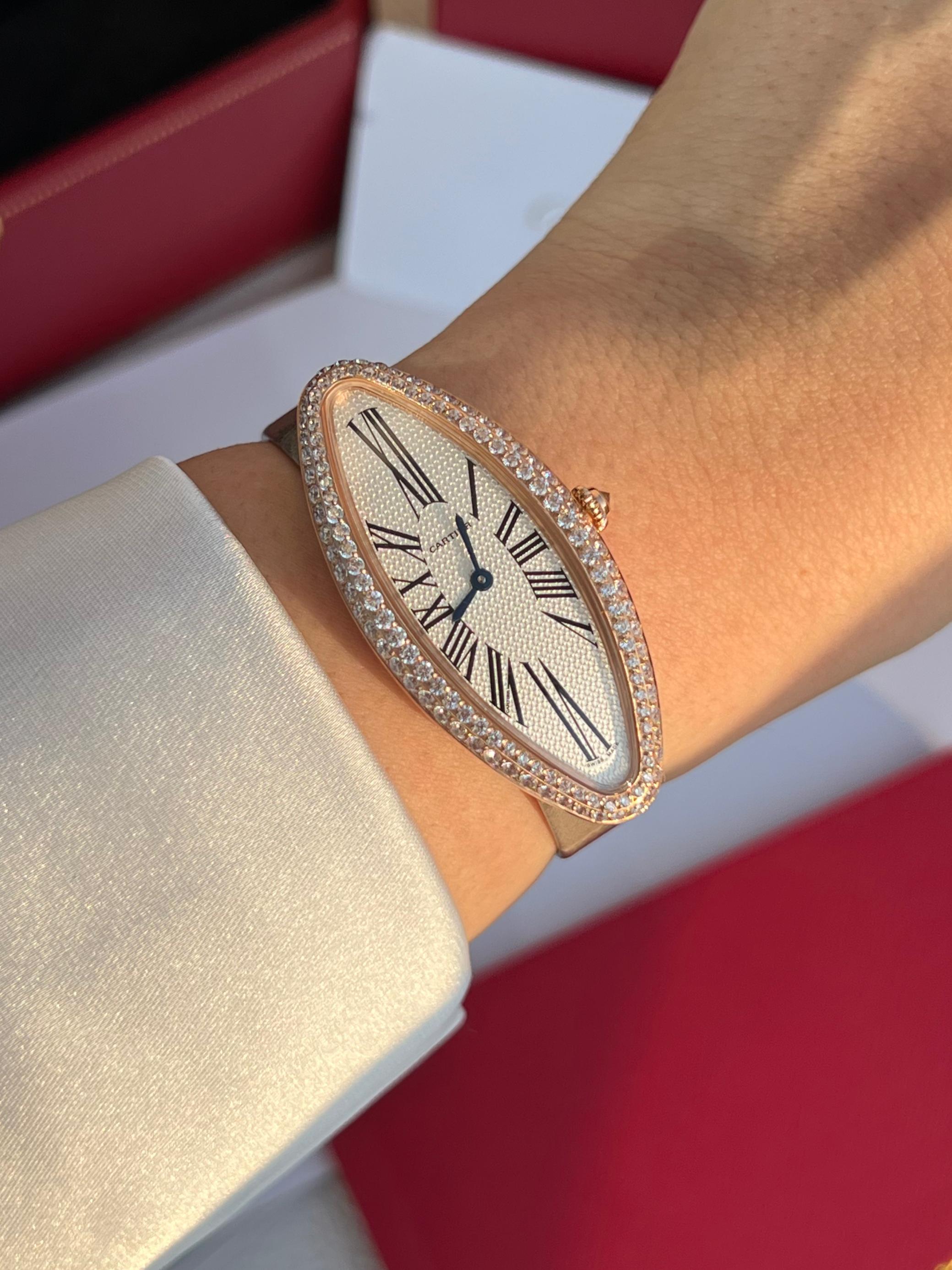 Cartier Baignoire Allongée Diamond Watch – Rose Gold & White Gold