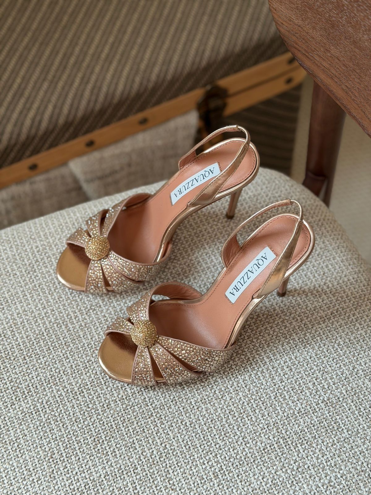 Aquazzura Shimmer Crystal Ball Heels – Gold & Silver