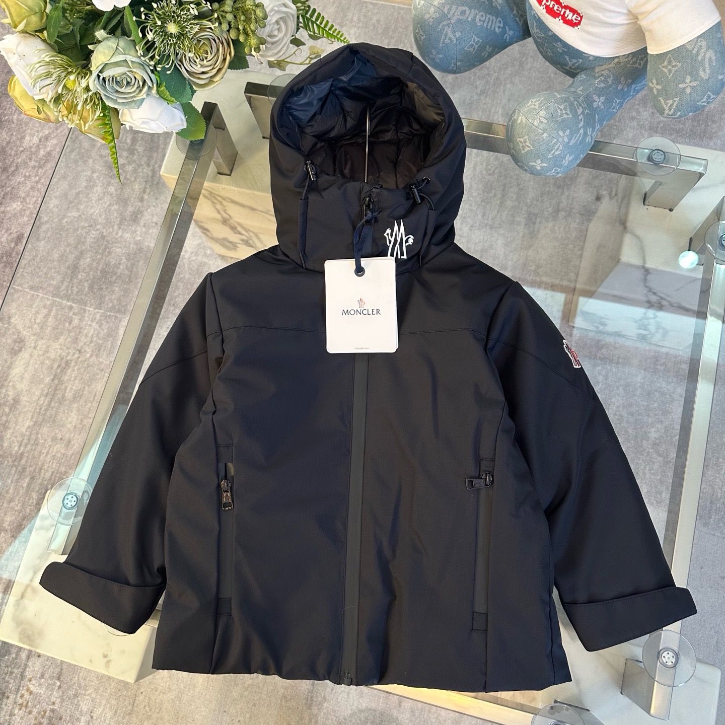 Moncler Kids Waterproof Hooded Jacket – Black