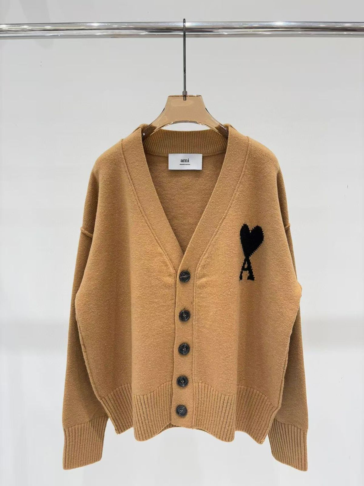 AMI Paris Heart Logo Wool Cardigan