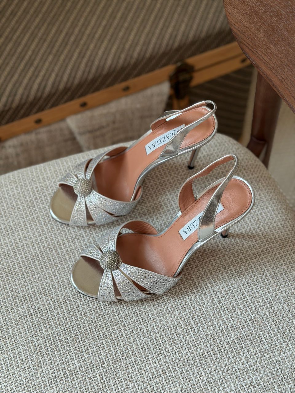 Aquazzura Shimmer Crystal Ball Heels – Gold & Silver