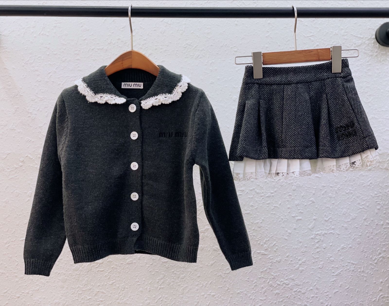 Miu Miu Girls’ Knit Cardigan & Skirt Set