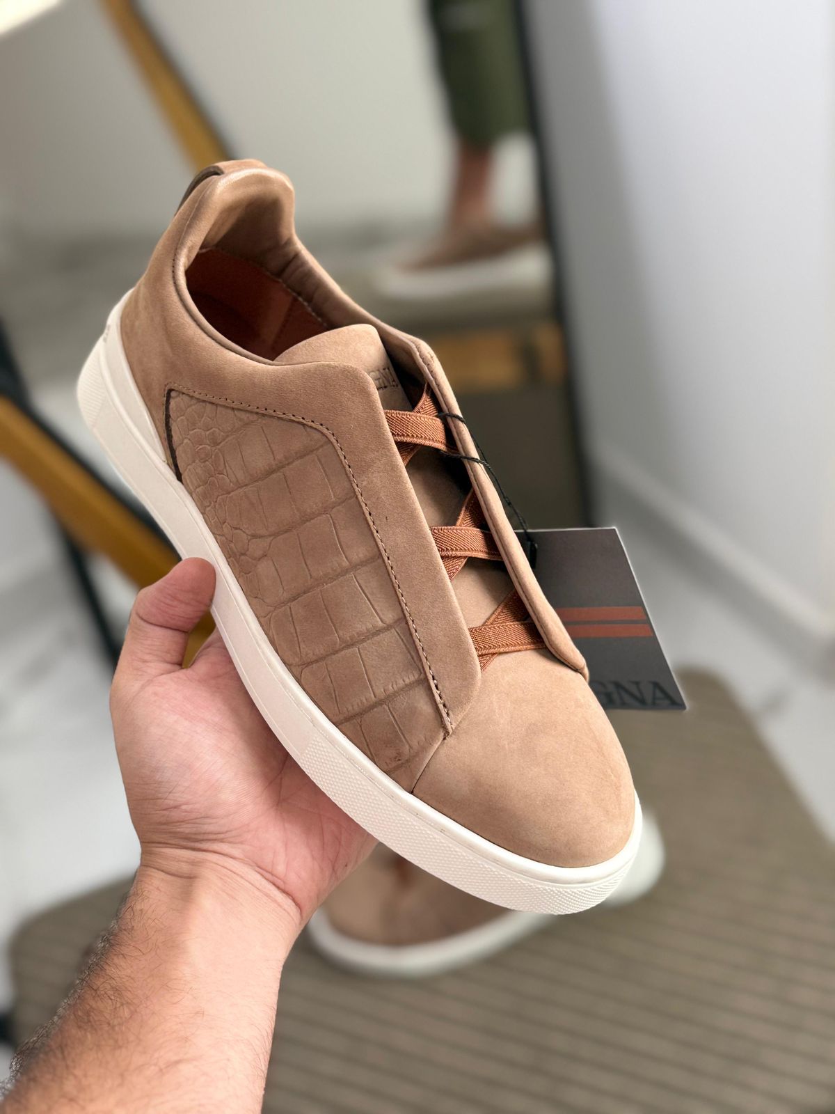 Zegna Triple Stitch Crocodile Leather Sneakers – Two Colors