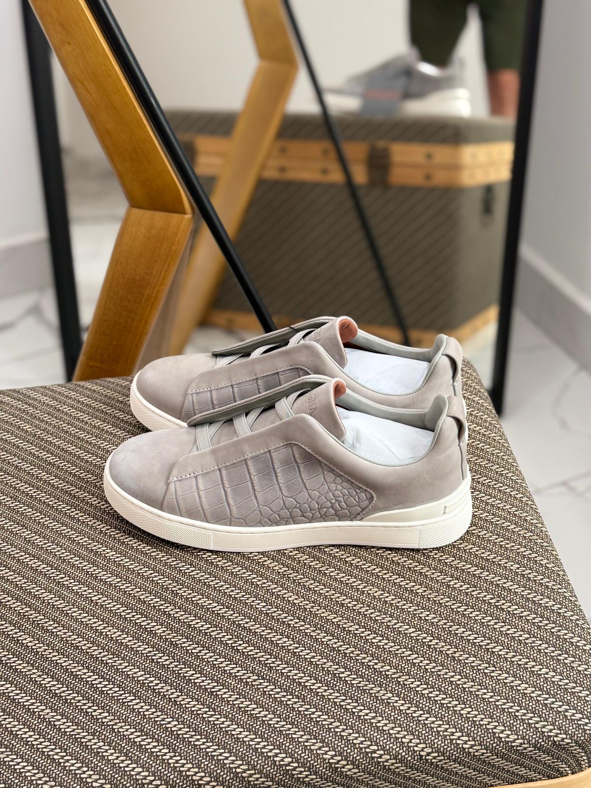 Zegna Triple Stitch Crocodile Leather Sneakers – Two Colors