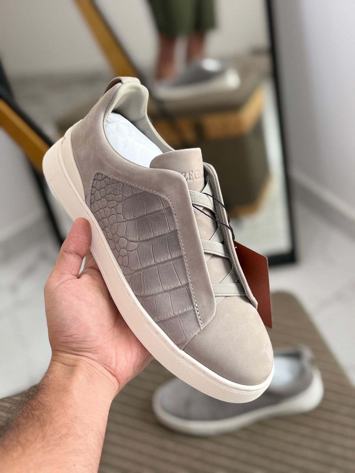 Zegna Triple Stitch Crocodile Leather Sneakers – Two Colors