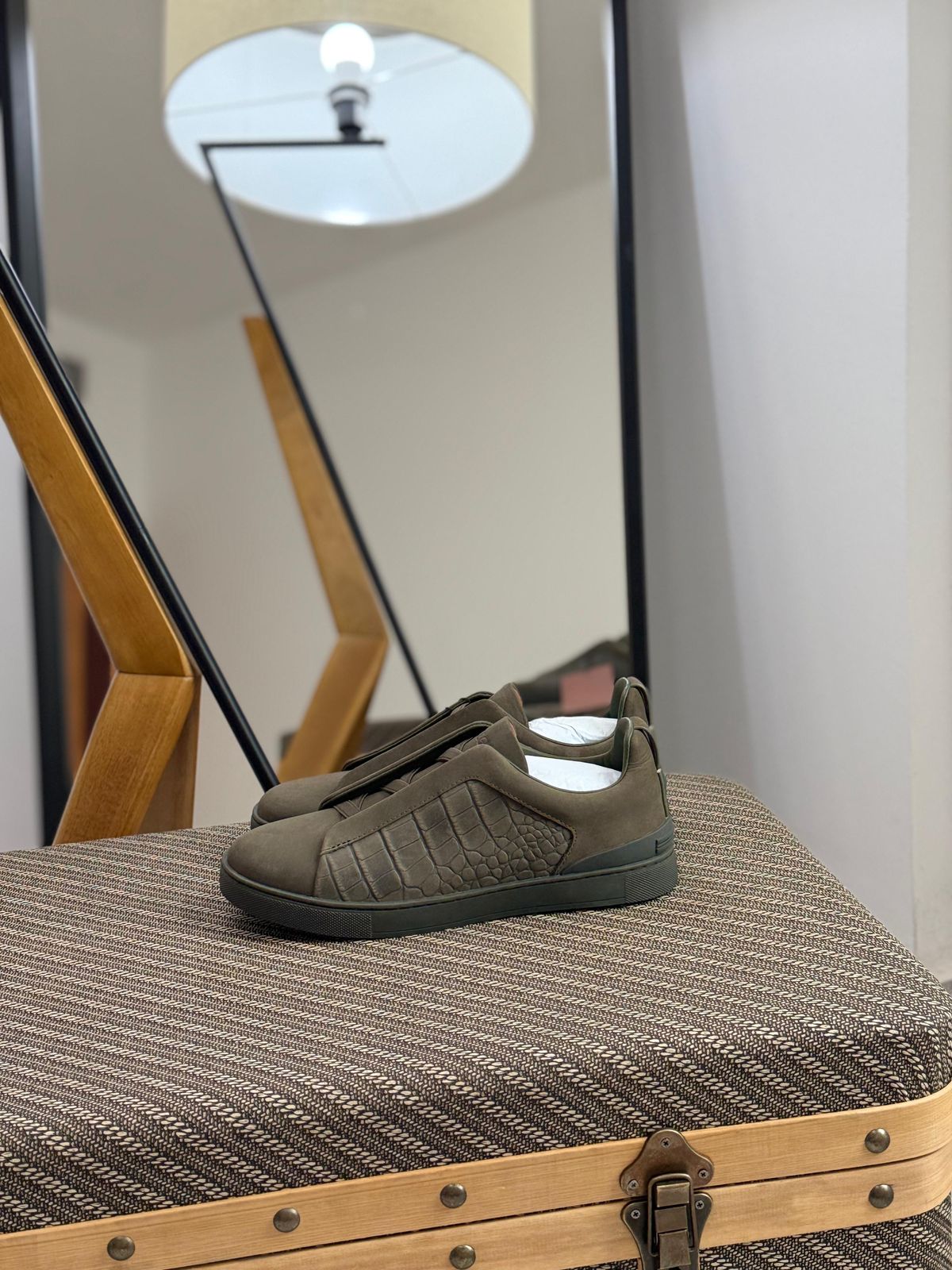 Zegna Triple Stitch Crocodile Leather Sneakers – Two Colors